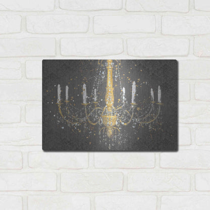 Luxe Metal Art 'Grand Chandelier Gray' by James Wiens, Metal Wall Art,16x12