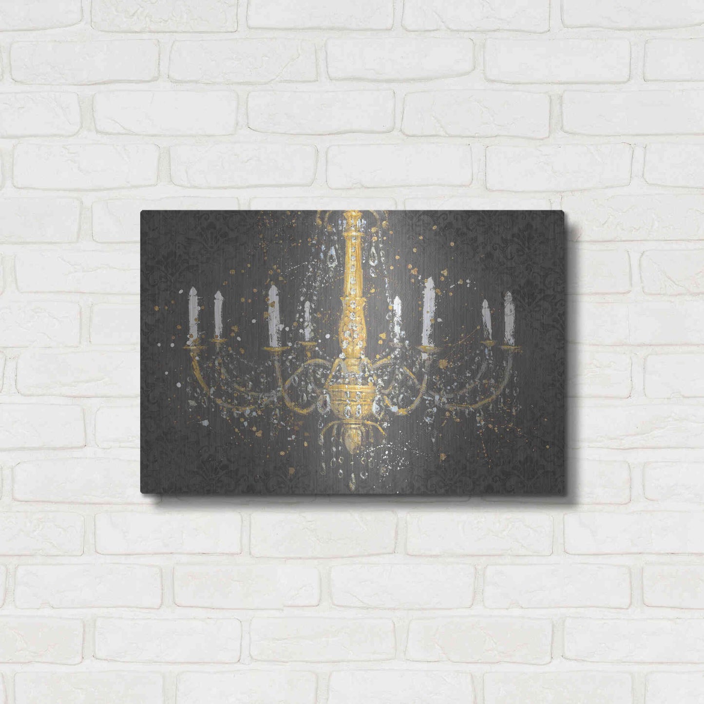 Luxe Metal Art 'Grand Chandelier Gray' by James Wiens, Metal Wall Art,24x16