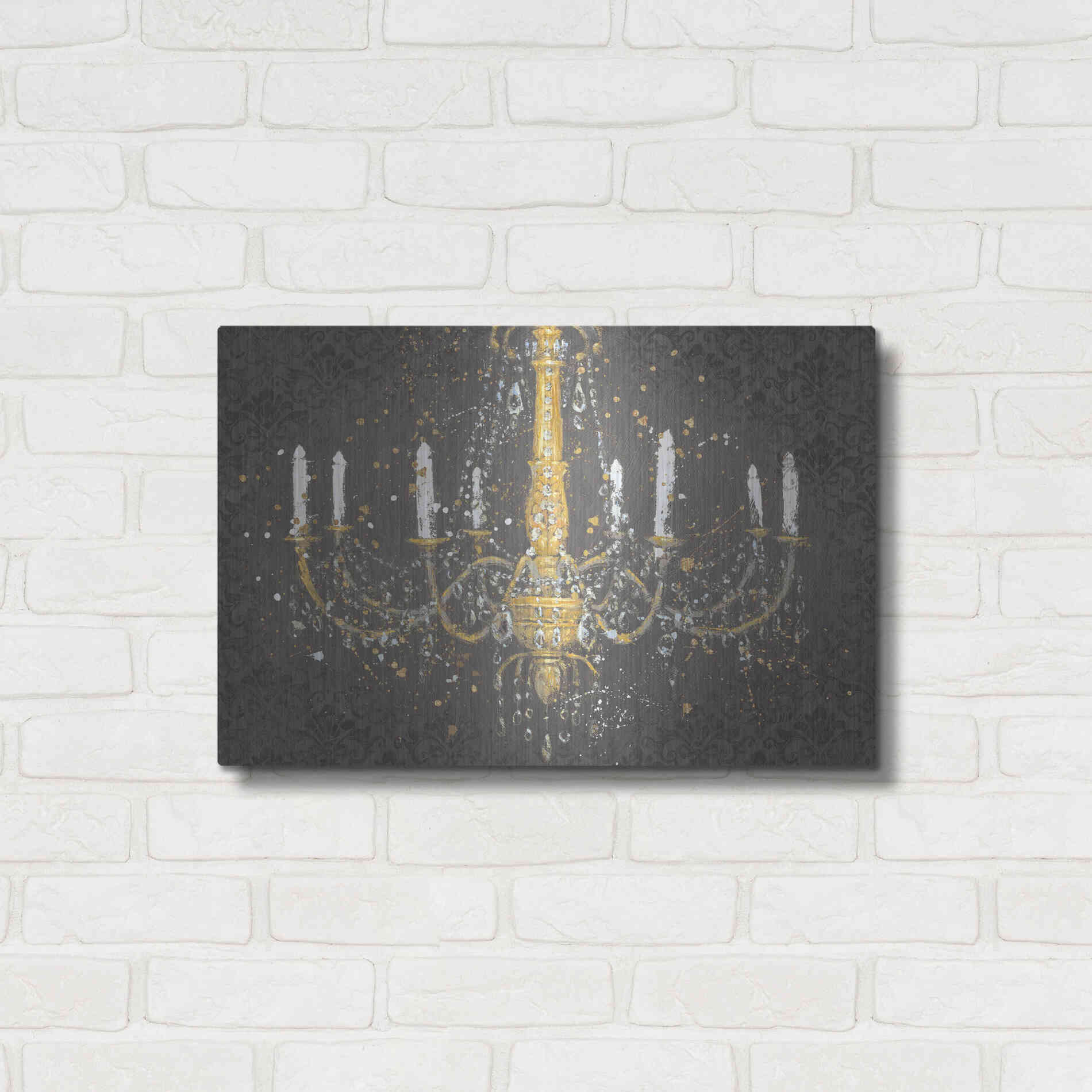 Luxe Metal Art 'Grand Chandelier Gray' by James Wiens, Metal Wall Art,24x16