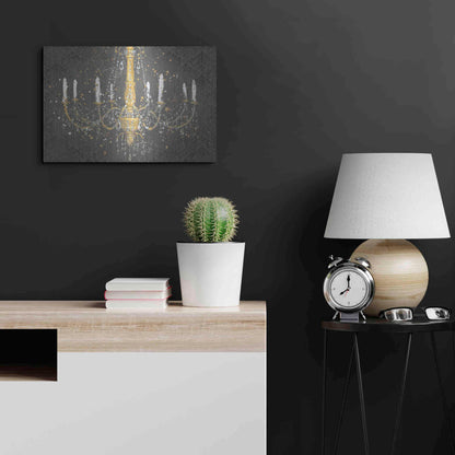 Luxe Metal Art 'Grand Chandelier Gray' by James Wiens, Metal Wall Art,24x16