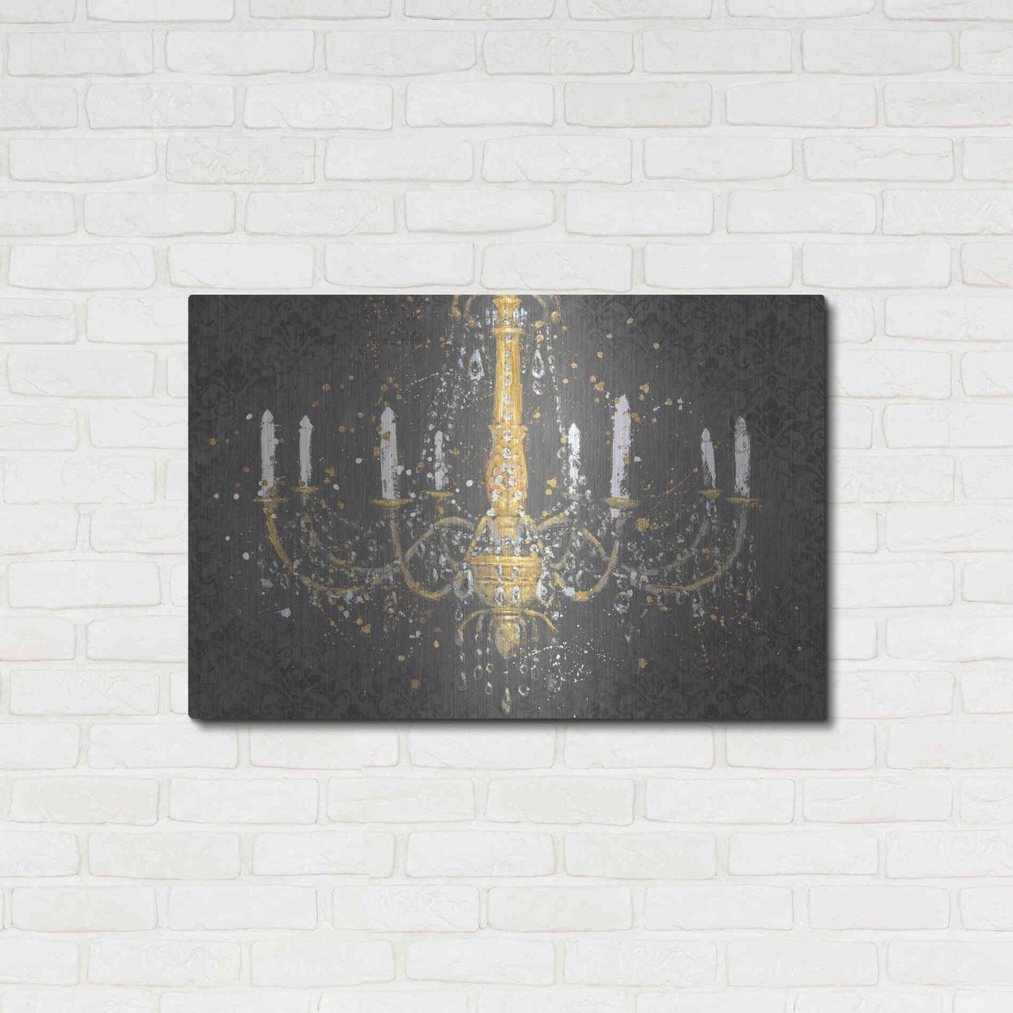 Luxe Metal Art 'Grand Chandelier Gray' by James Wiens, Metal Wall Art,36x24