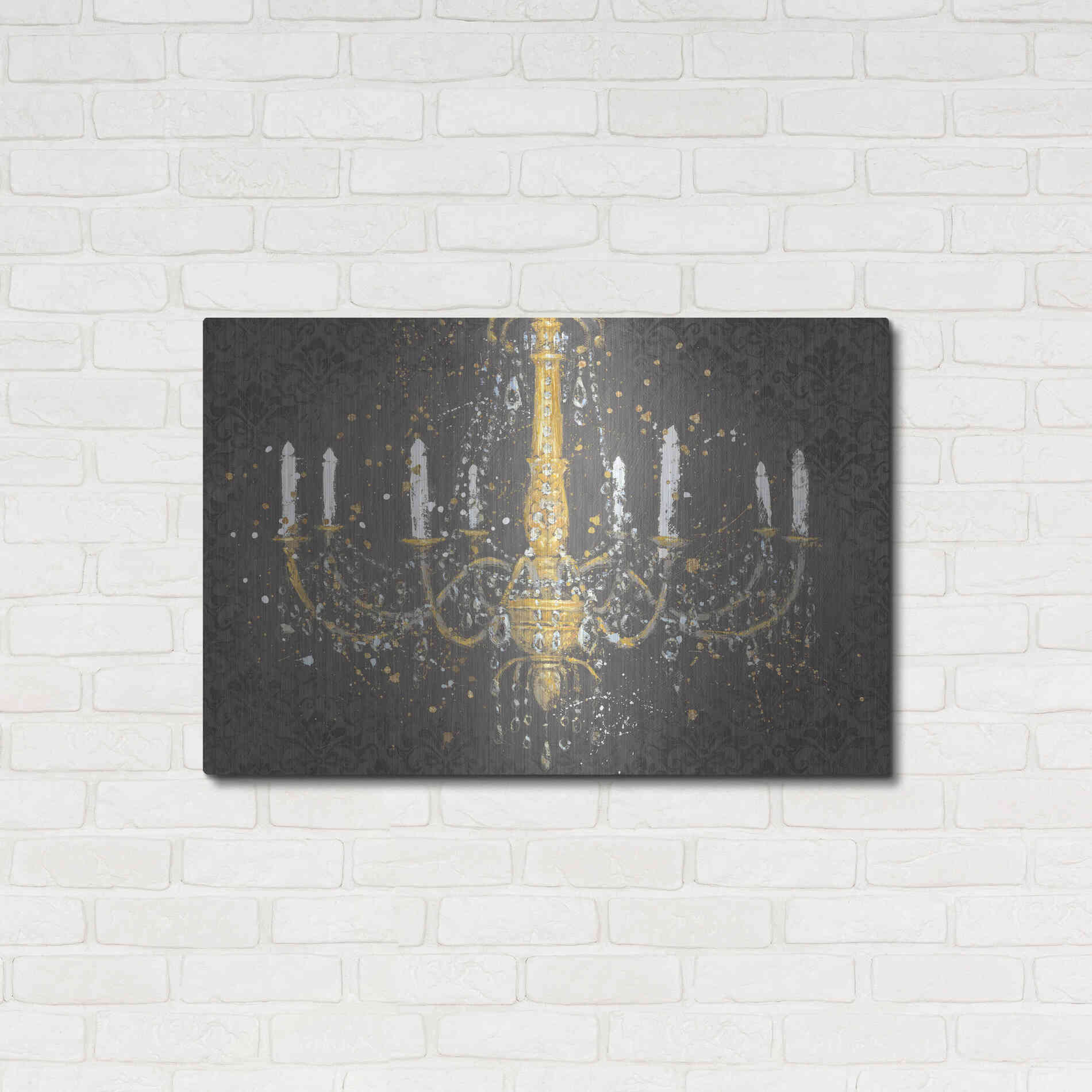 Luxe Metal Art 'Grand Chandelier Gray' by James Wiens, Metal Wall Art,36x24