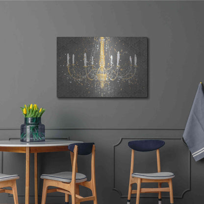 Luxe Metal Art 'Grand Chandelier Gray' by James Wiens, Metal Wall Art,36x24