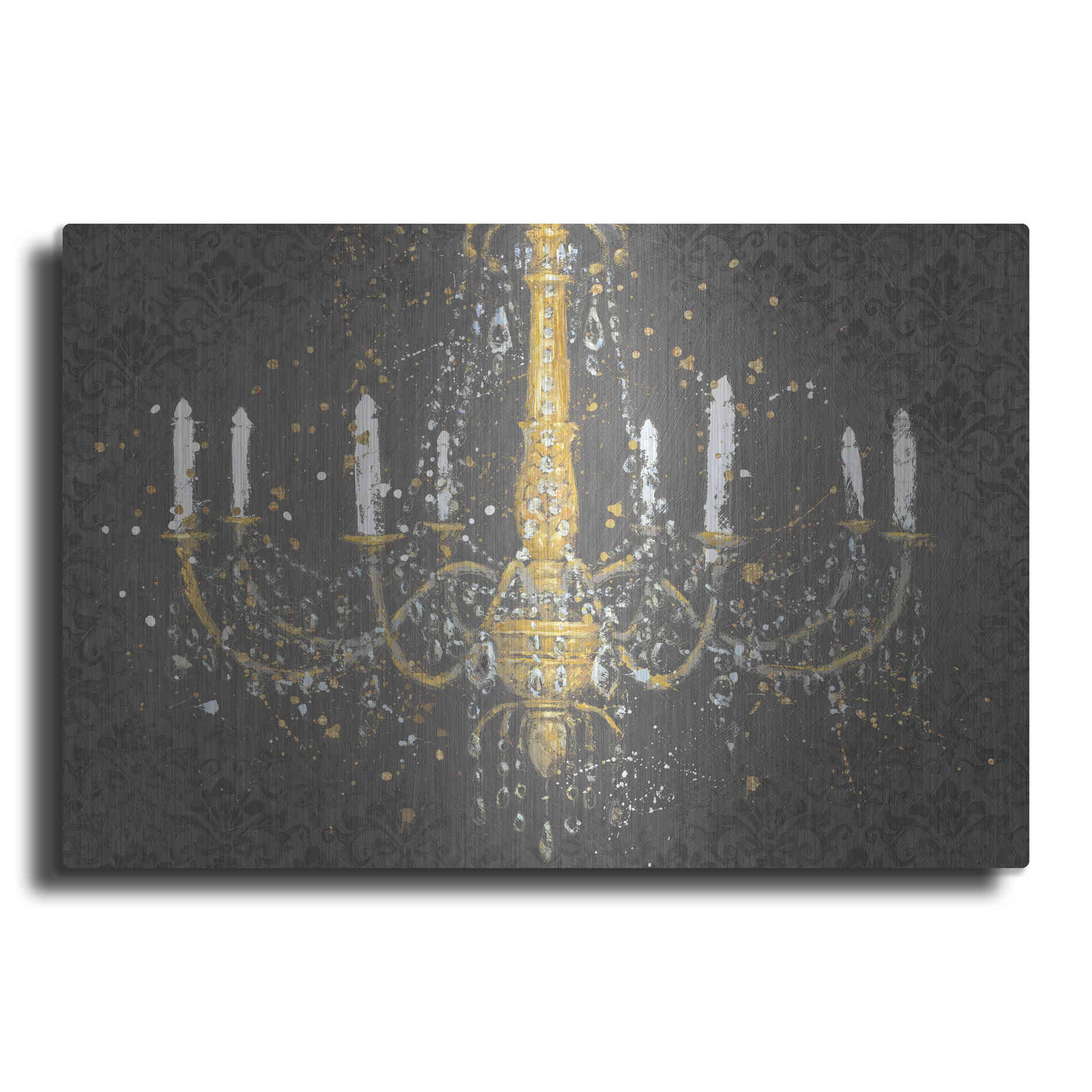 Luxe Metal Art 'Grand Chandelier Gray' by James Wiens, Metal Wall Art