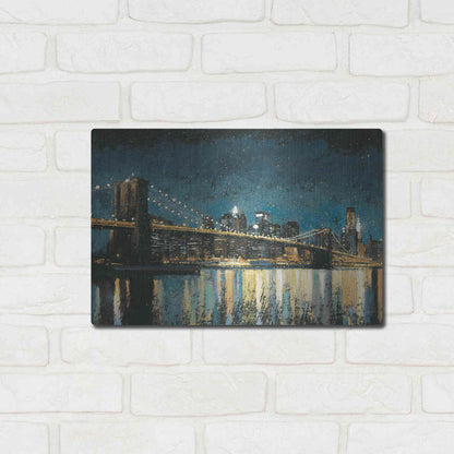 Luxe Metal Art 'Bright City Lights Blue I' by James Wiens, Metal Wall Art,16x12