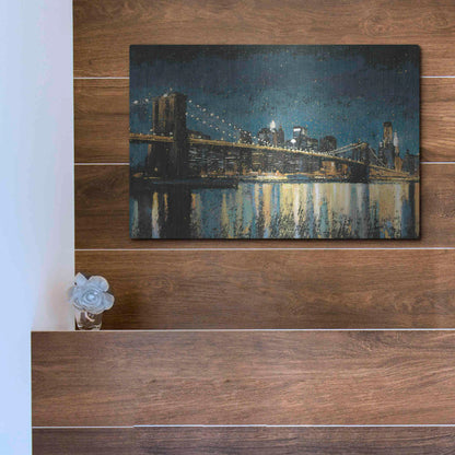Luxe Metal Art 'Bright City Lights Blue I' by James Wiens, Metal Wall Art,16x12