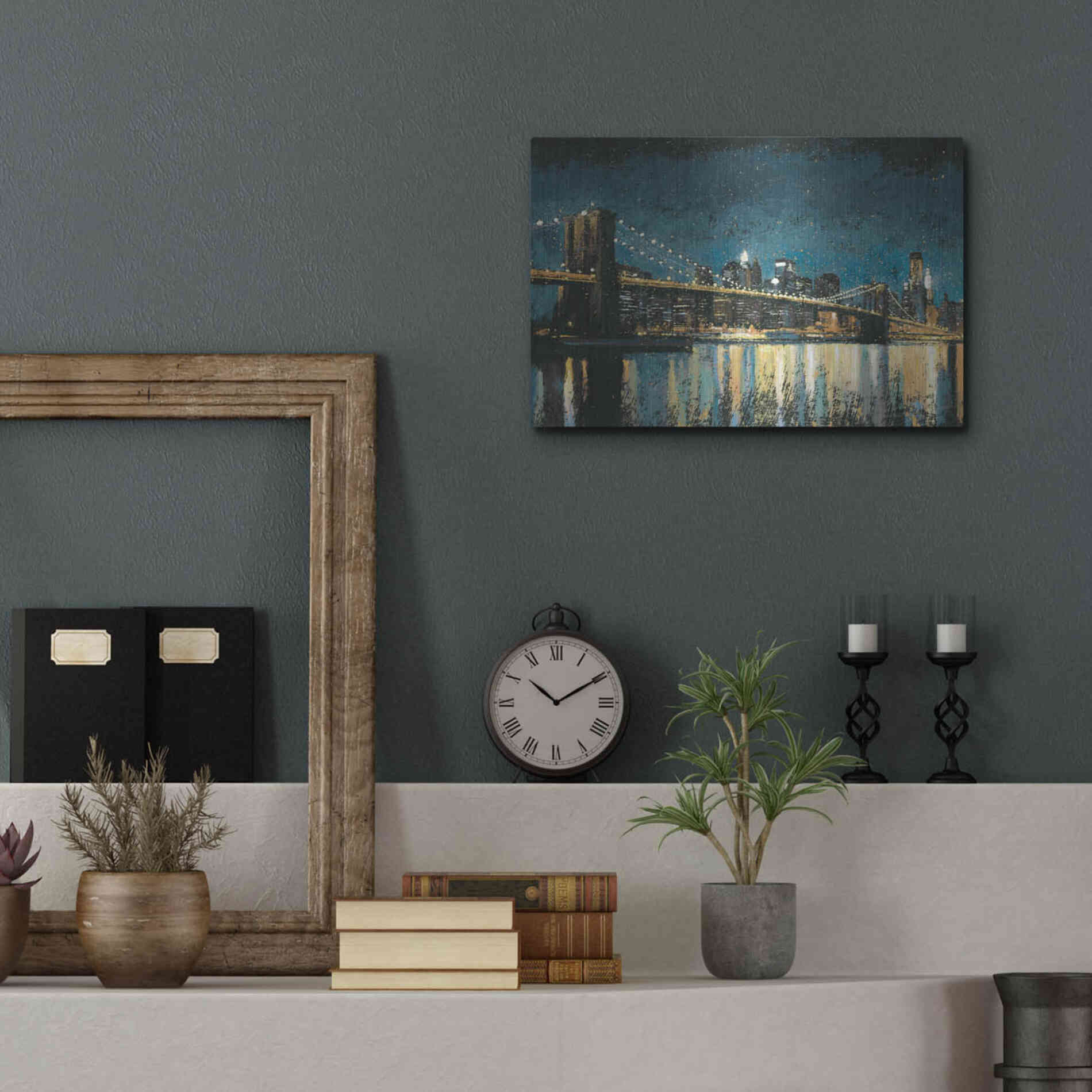 Luxe Metal Art 'Bright City Lights Blue I' by James Wiens, Metal Wall Art,16x12