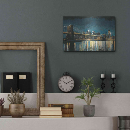 Luxe Metal Art 'Bright City Lights Blue I' by James Wiens, Metal Wall Art,16x12