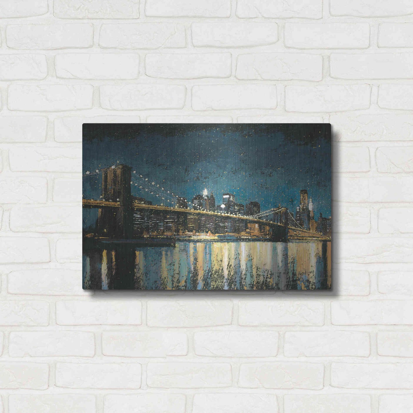 Luxe Metal Art 'Bright City Lights Blue I' by James Wiens, Metal Wall Art,24x16