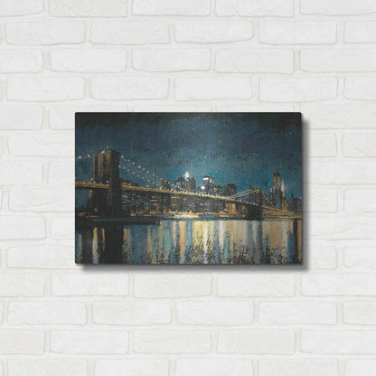 Luxe Metal Art 'Bright City Lights Blue I' by James Wiens, Metal Wall Art,24x16