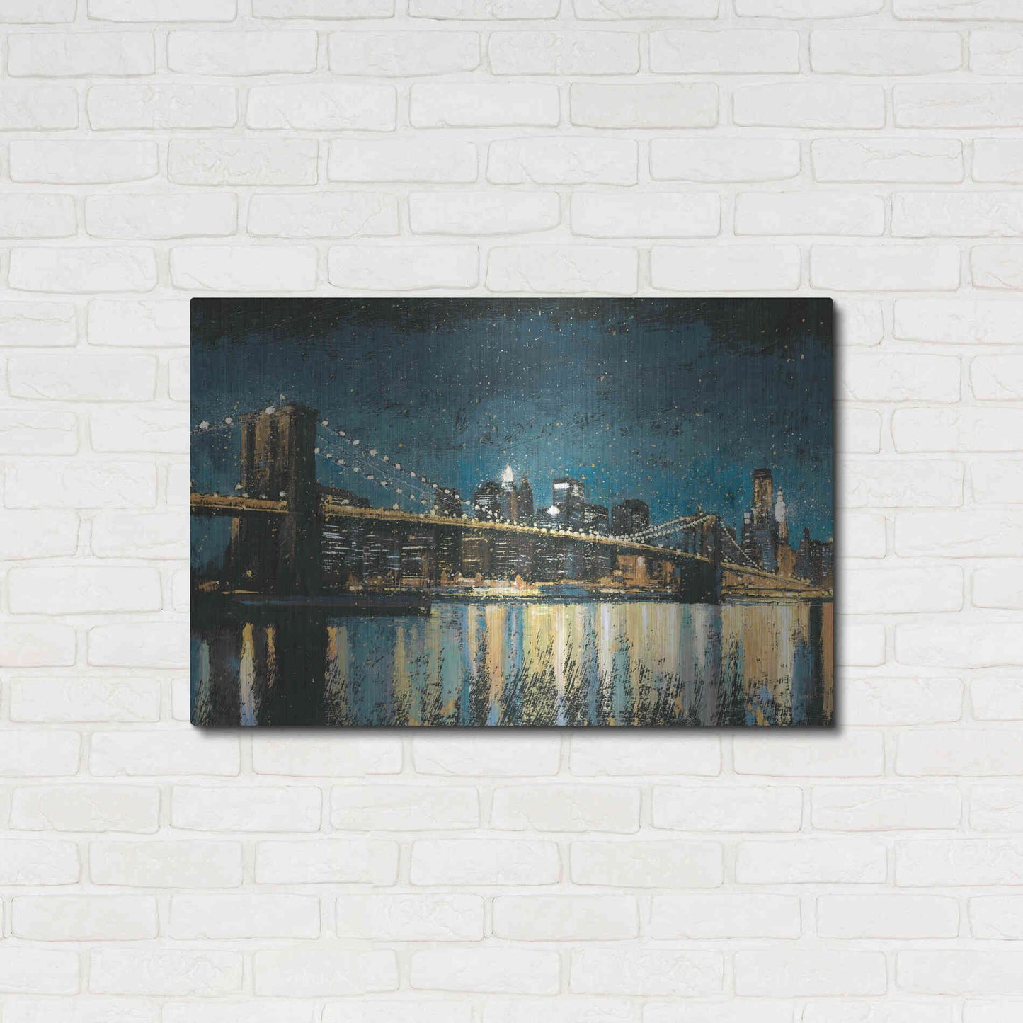 Luxe Metal Art 'Bright City Lights Blue I' by James Wiens, Metal Wall Art,36x24