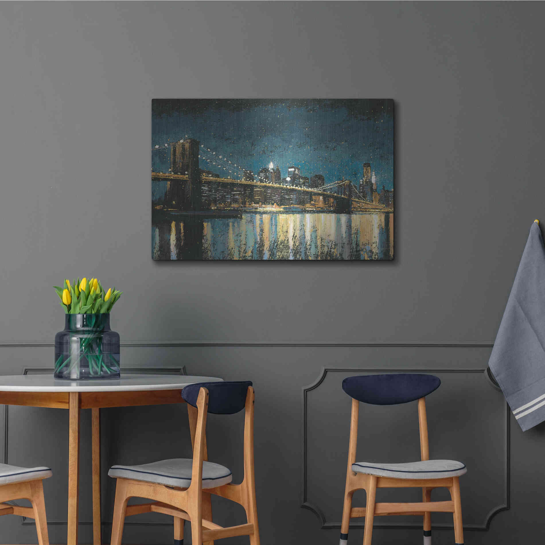 Luxe Metal Art 'Bright City Lights Blue I' by James Wiens, Metal Wall Art,36x24