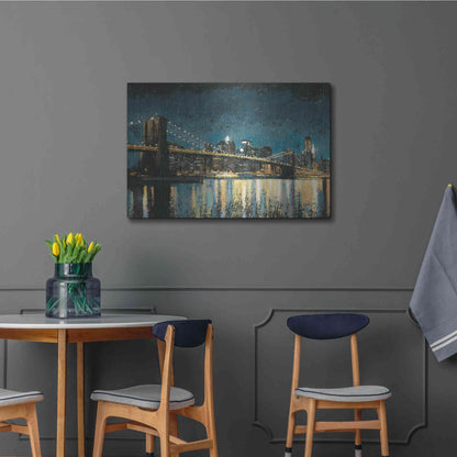 Luxe Metal Art 'Bright City Lights Blue I' by James Wiens, Metal Wall Art,36x24