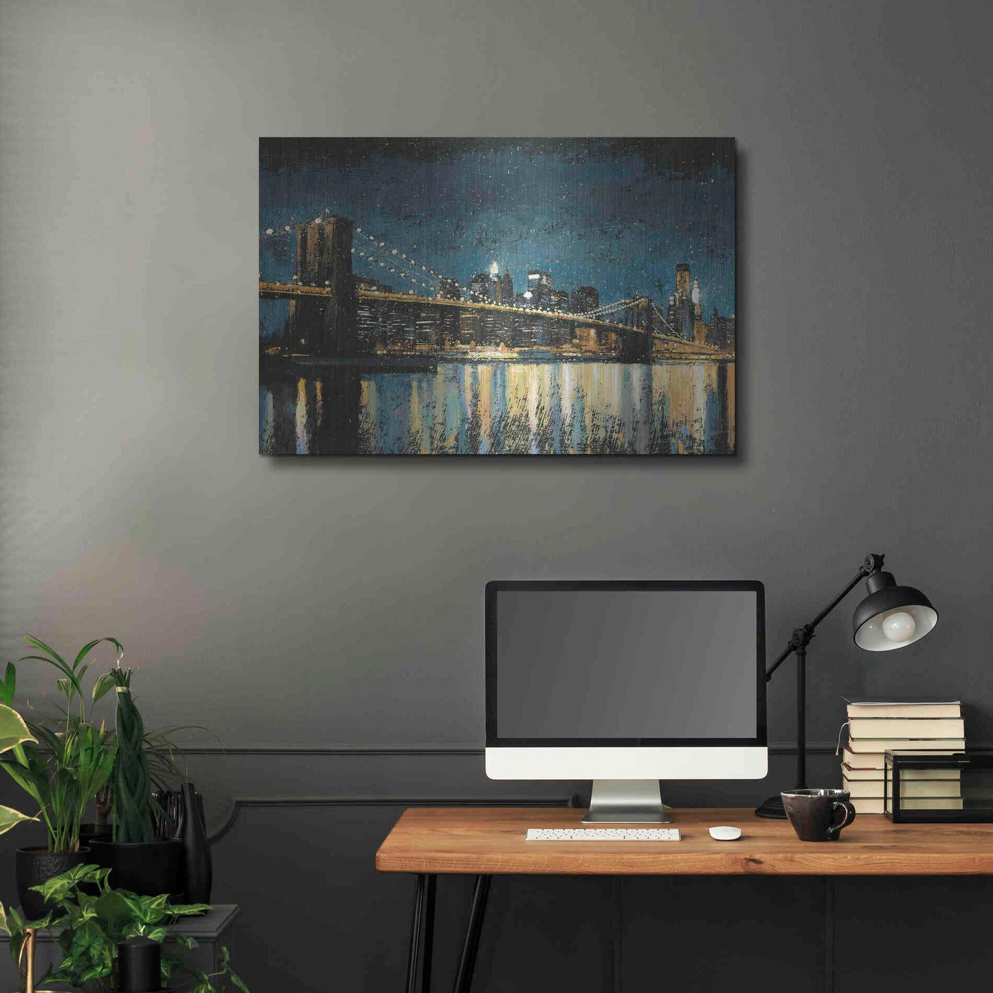 Luxe Metal Art 'Bright City Lights Blue I' by James Wiens, Metal Wall Art,36x24