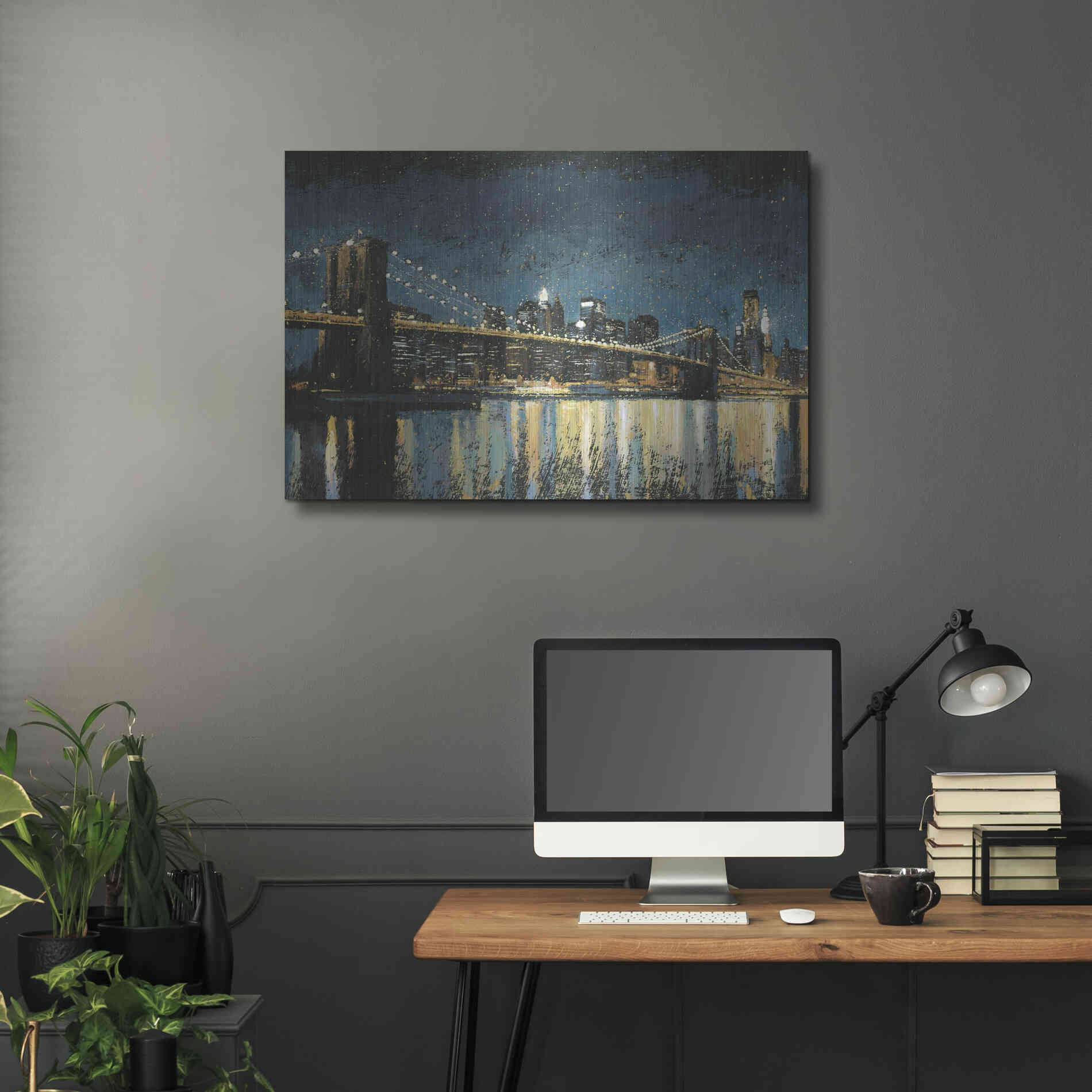 Luxe Metal Art 'Bright City Lights Blue I' by James Wiens, Metal Wall Art,36x24