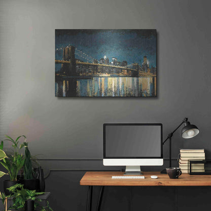 Luxe Metal Art 'Bright City Lights Blue I' by James Wiens, Metal Wall Art,36x24