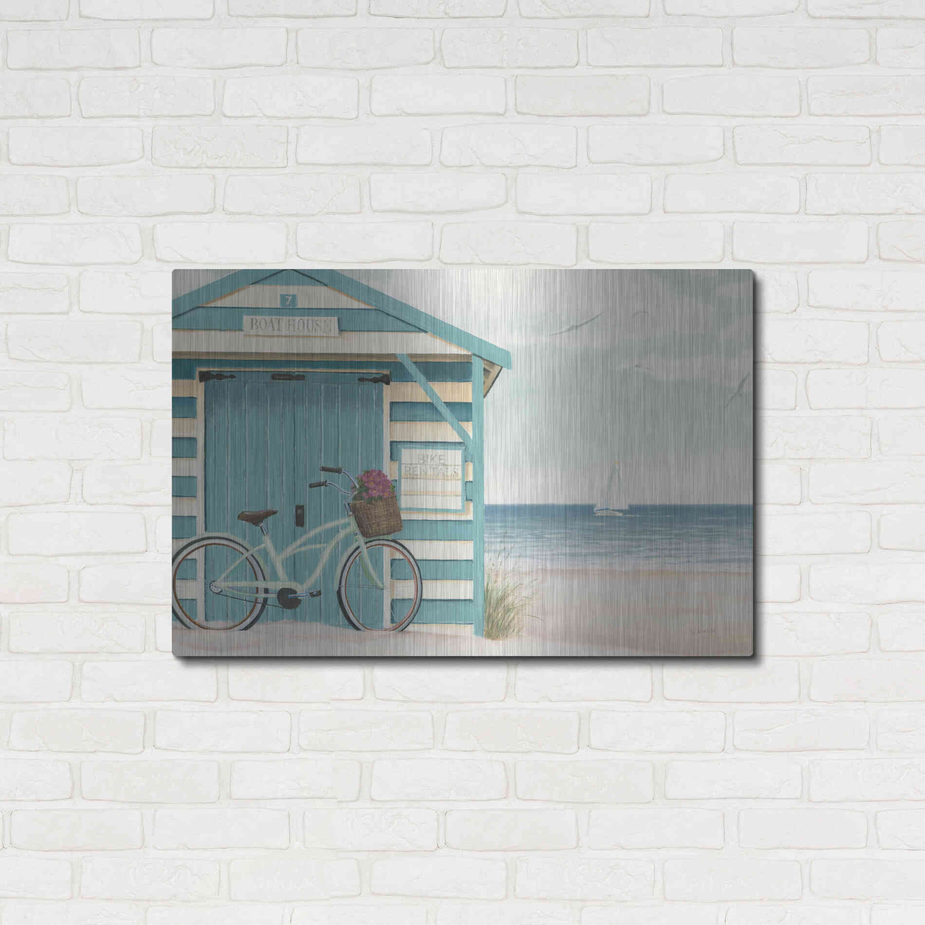 Luxe Metal Art 'Beach Cruiser I' by James Wiens, Metal Wall Art,36x24