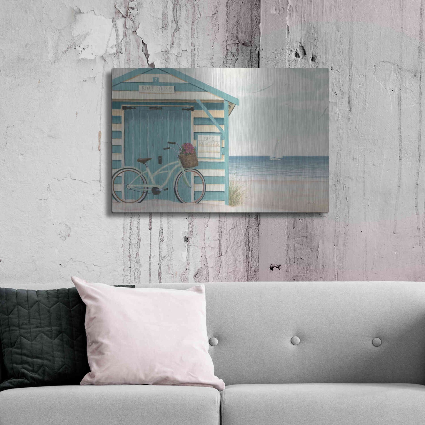 Luxe Metal Art 'Beach Cruiser I' by James Wiens, Metal Wall Art,36x24