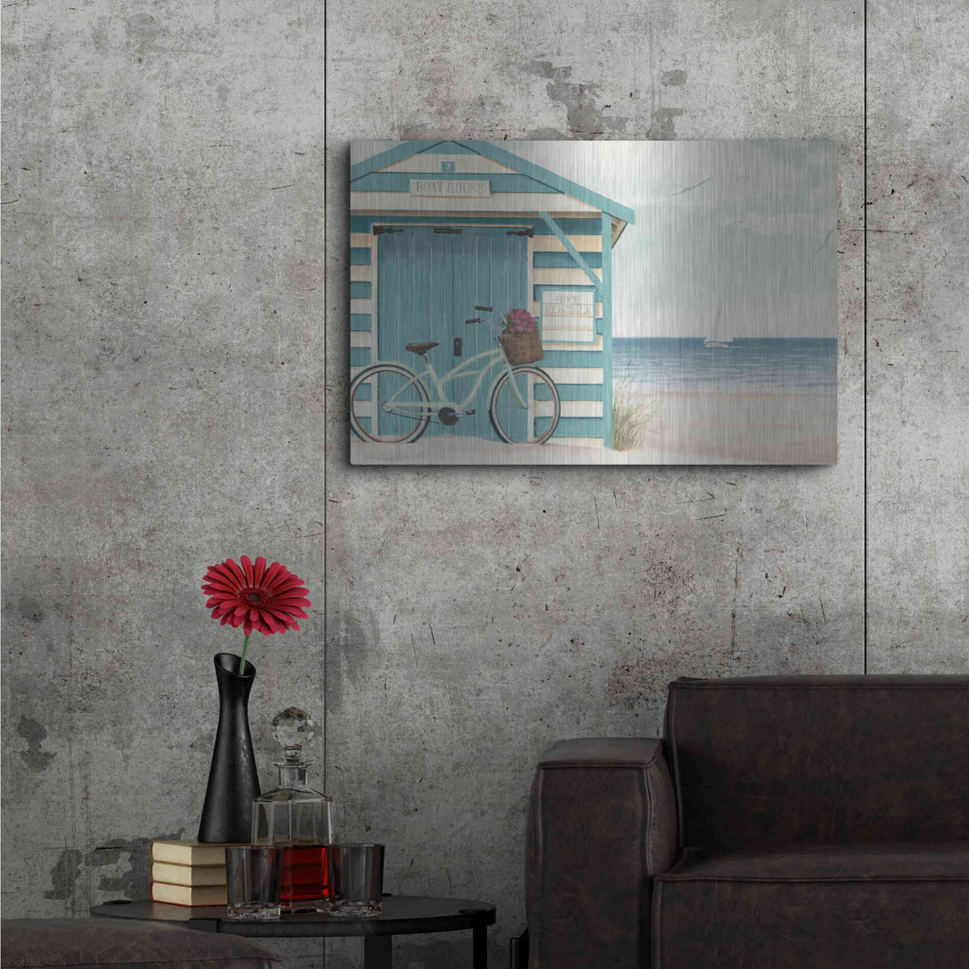 Luxe Metal Art 'Beach Cruiser I' by James Wiens, Metal Wall Art,36x24