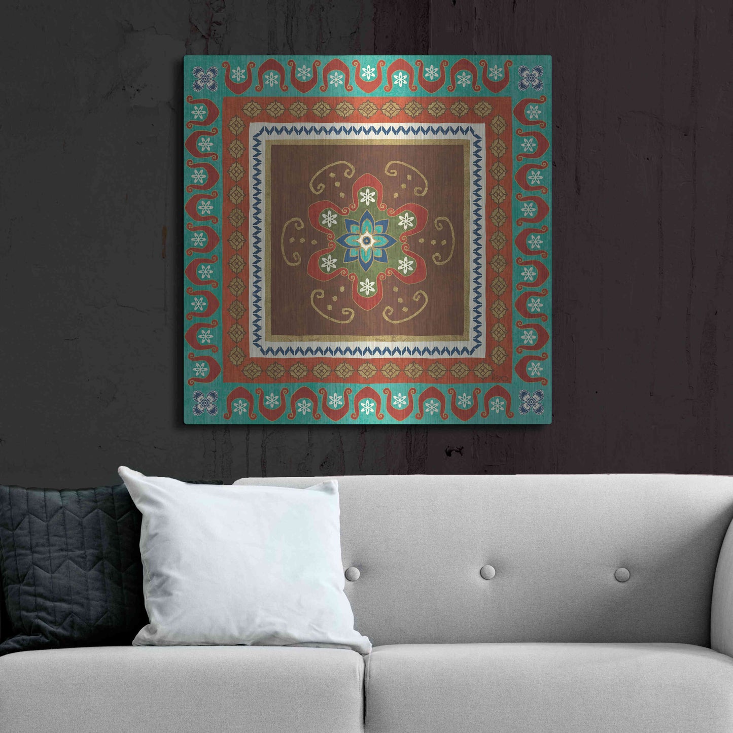 Luxe Metal Art 'Mexican Fiesta IV' by Veronique Charron, Metal Wall Art,36x36