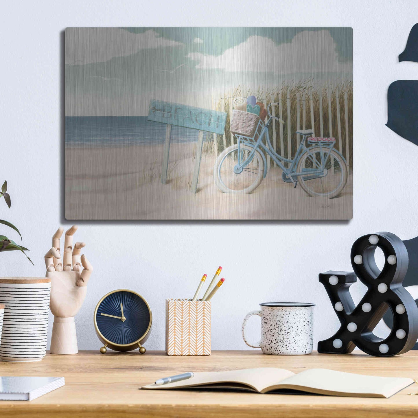 Luxe Metal Art 'Beach Cruiser II' by James Wiens, Metal Wall Art,16x12