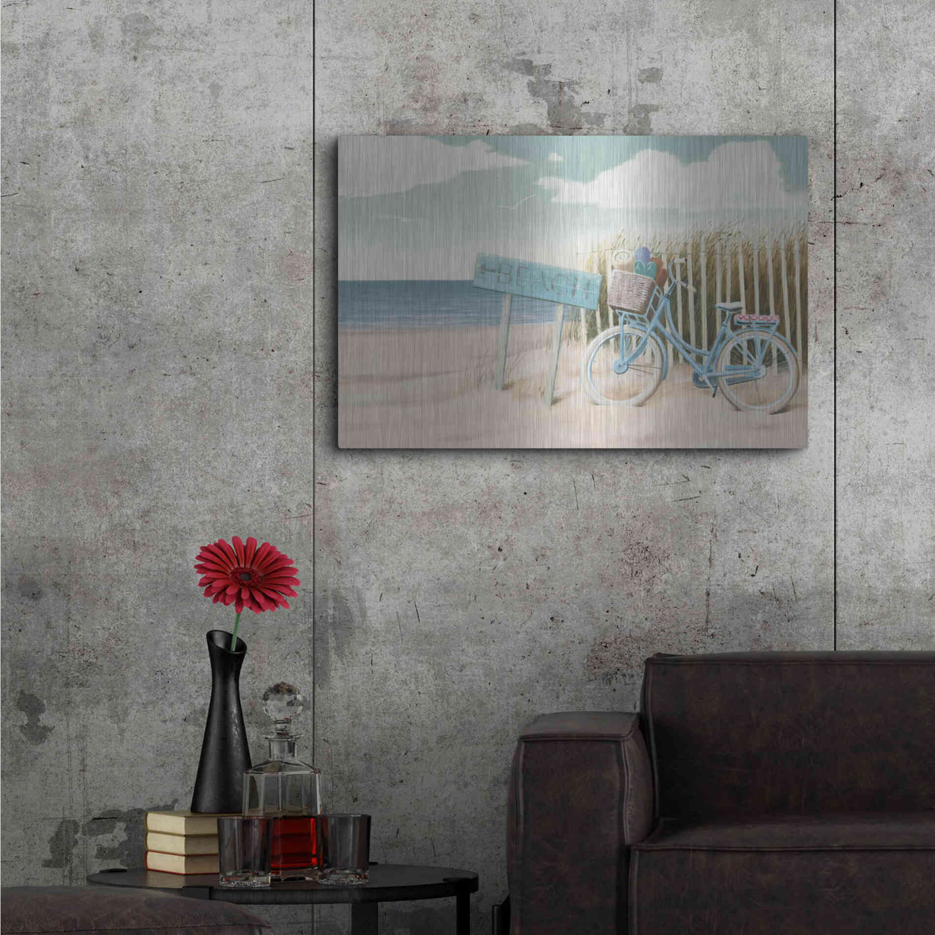 Luxe Metal Art 'Beach Cruiser II' by James Wiens, Metal Wall Art,36x24