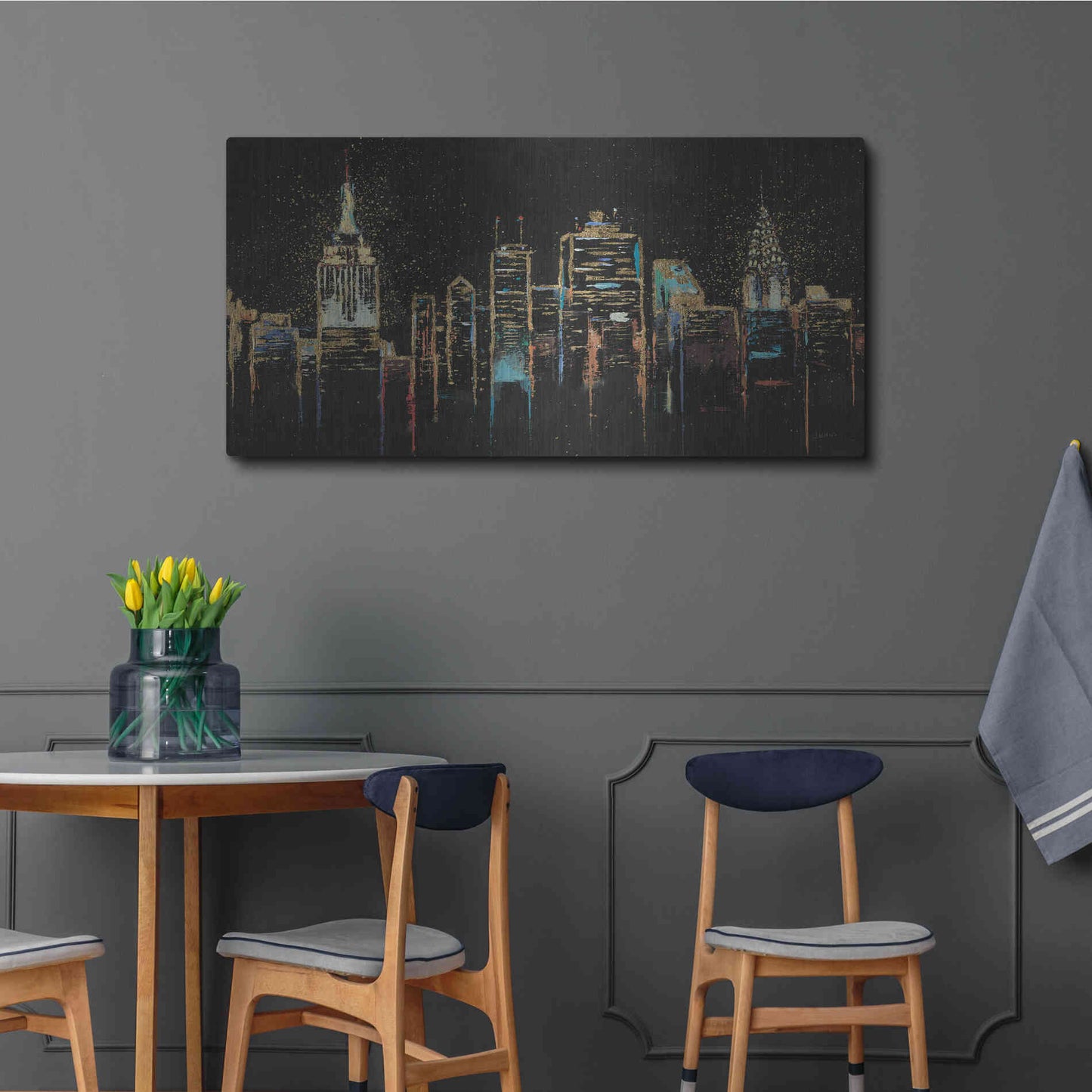 Luxe Metal Art 'Cityscape' by James Wiens, Metal Wall Art,48x24