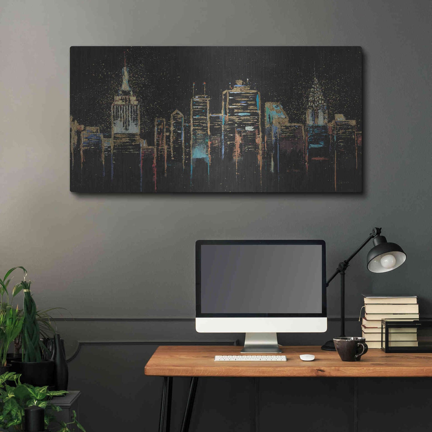 Luxe Metal Art 'Cityscape' by James Wiens, Metal Wall Art,48x24