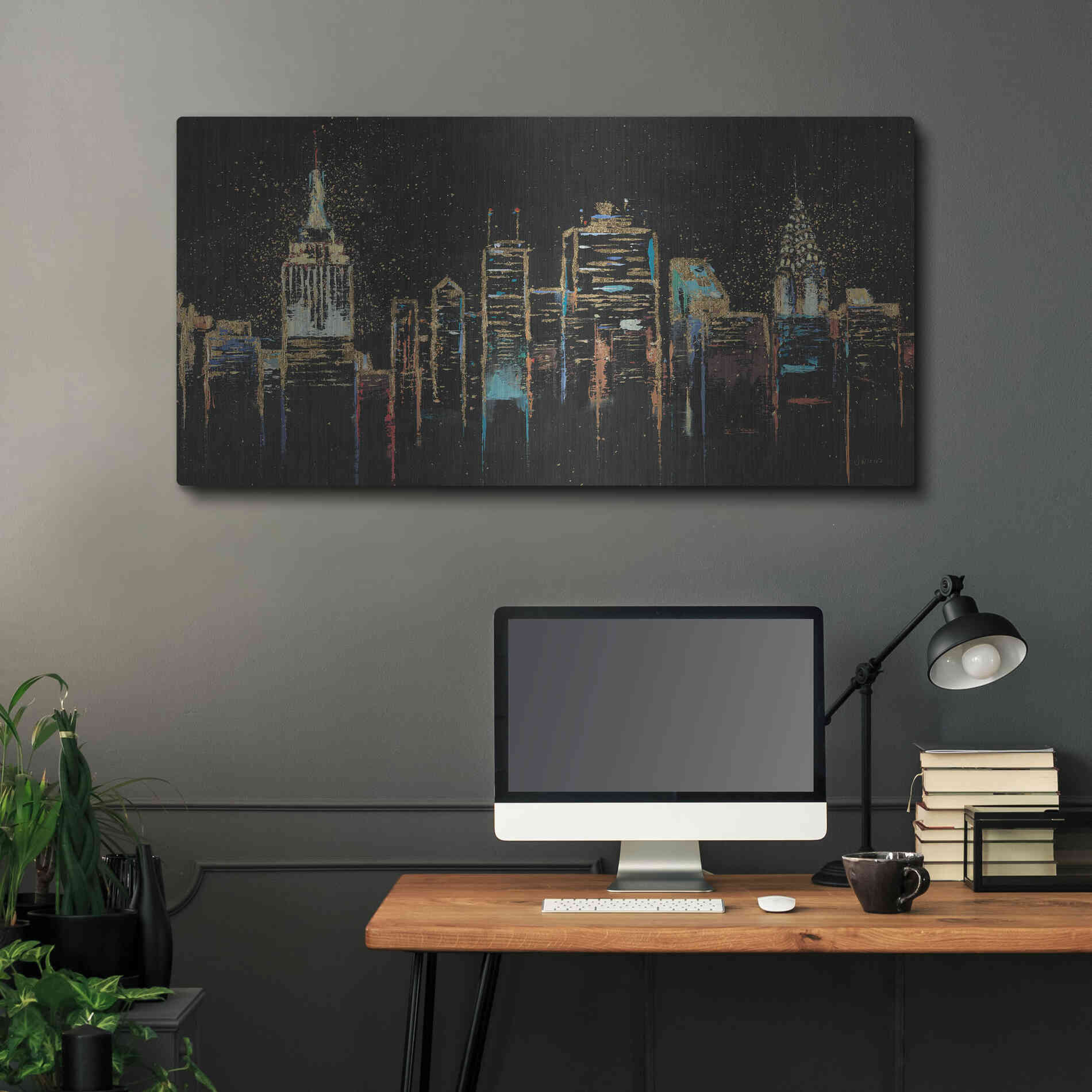 Luxe Metal Art 'Cityscape' by James Wiens, Metal Wall Art,48x24