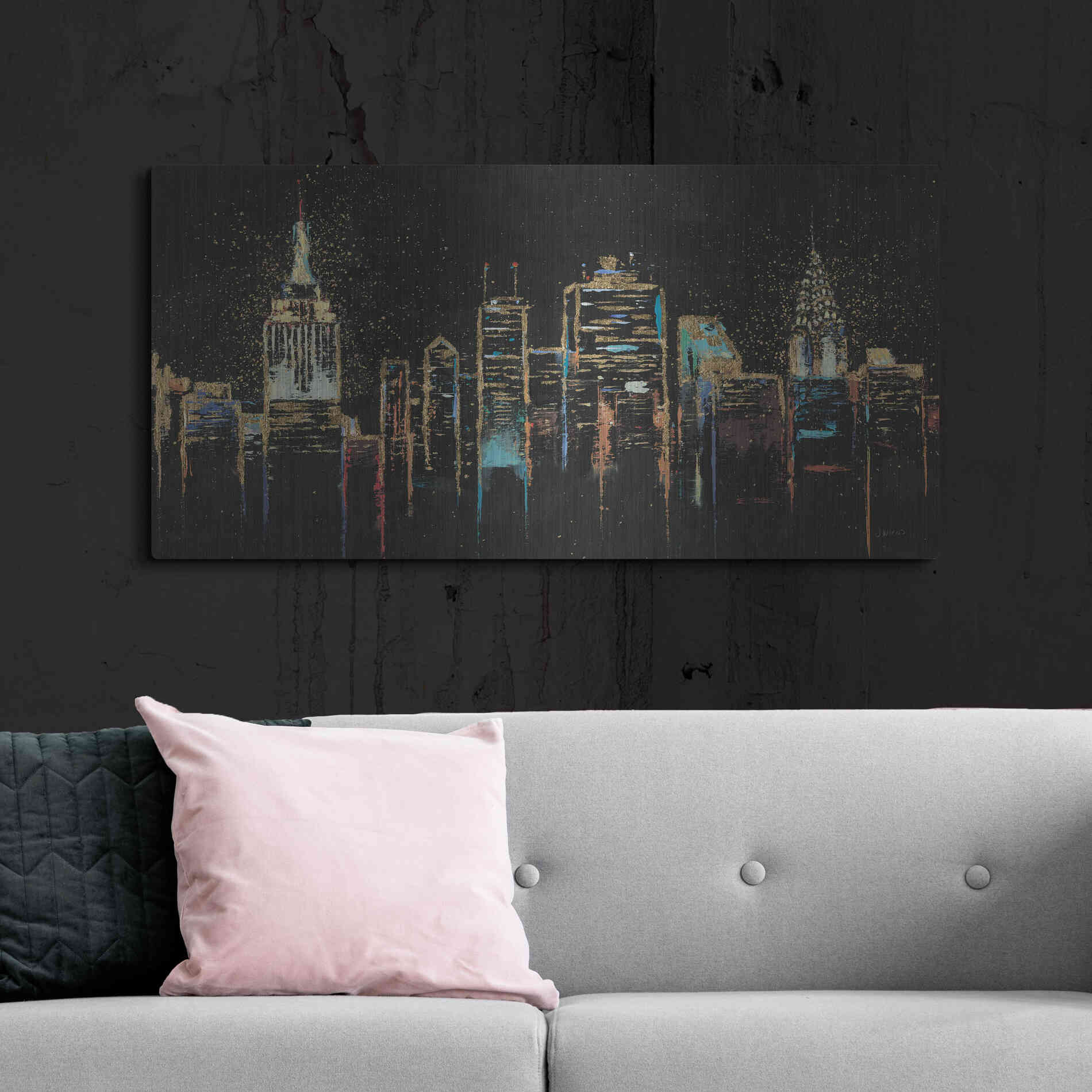 Luxe Metal Art 'Cityscape' by James Wiens, Metal Wall Art,48x24