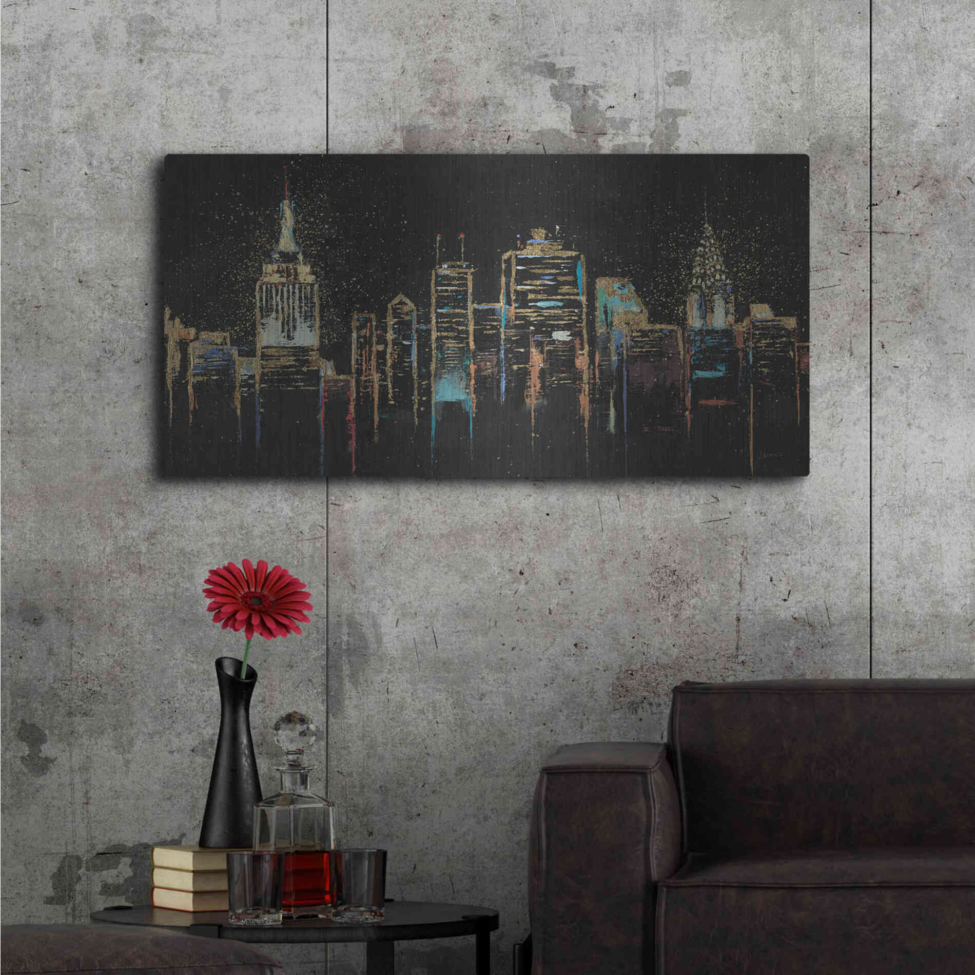 Luxe Metal Art 'Cityscape' by James Wiens, Metal Wall Art,48x24