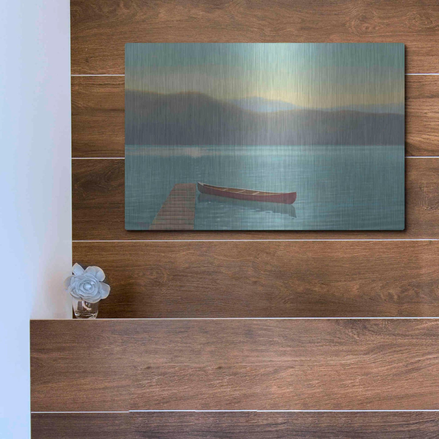 Luxe Metal Art 'Zen Canoe II' by James Wiens, Metal Wall Art,16x12