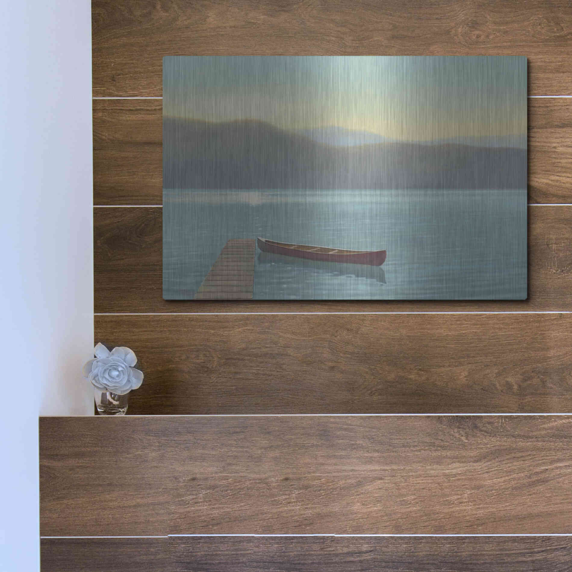 Luxe Metal Art 'Zen Canoe II' by James Wiens, Metal Wall Art,16x12