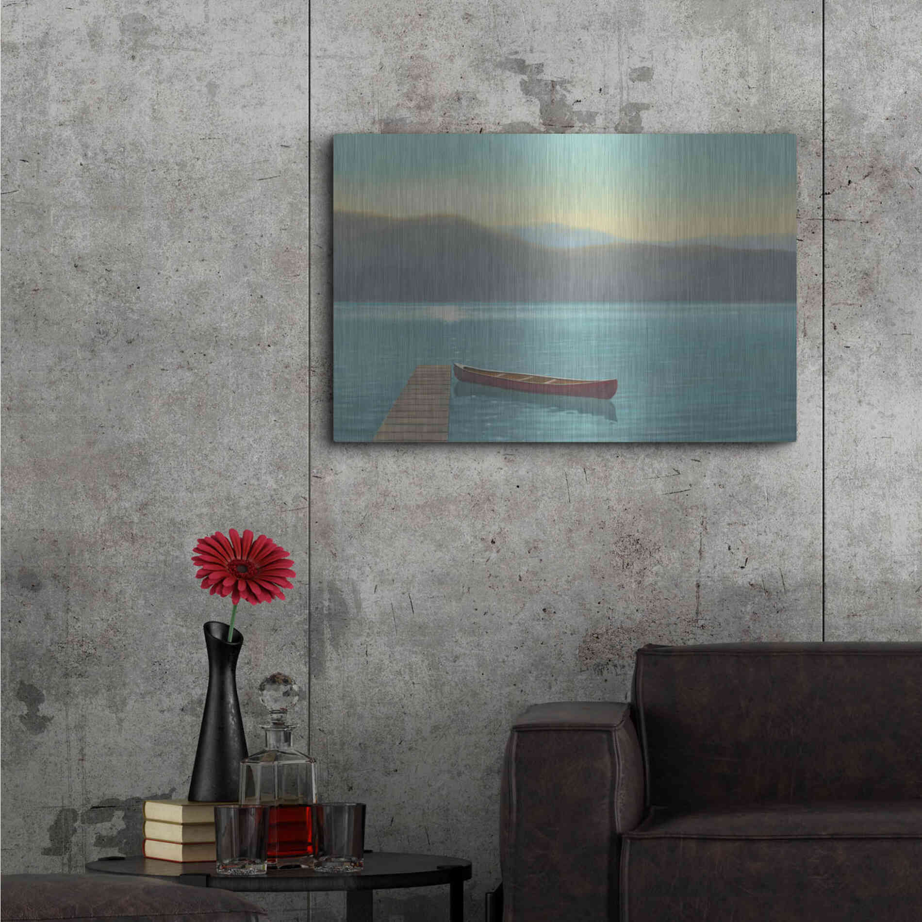 Luxe Metal Art 'Zen Canoe II' by James Wiens, Metal Wall Art,36x24