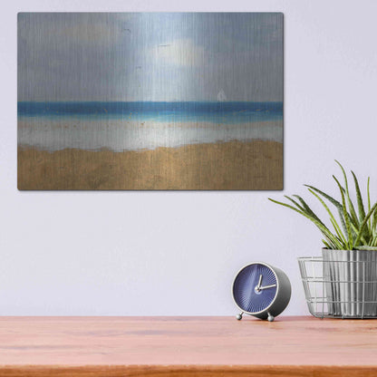 Luxe Metal Art 'Beach Horizon' by James Wiens, Metal Wall Art,16x12