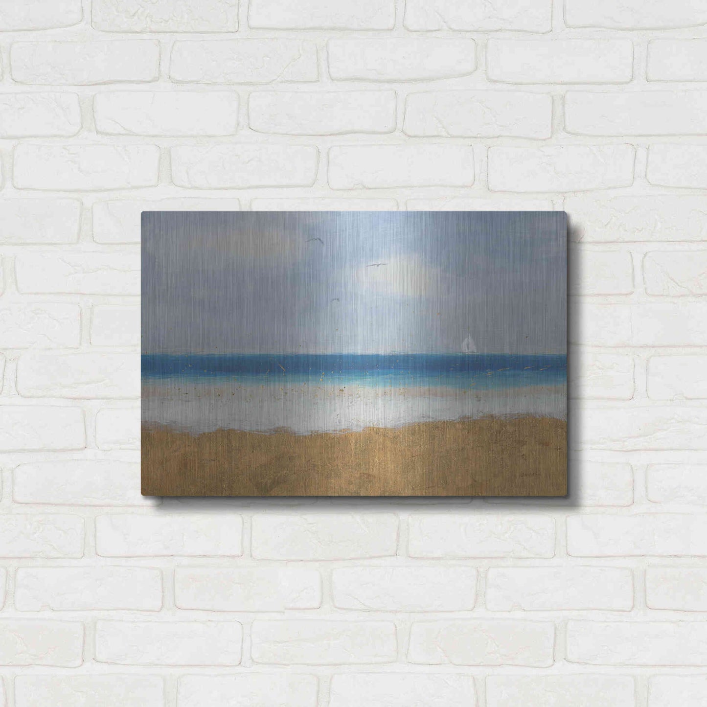 Luxe Metal Art 'Beach Horizon' by James Wiens, Metal Wall Art,24x16
