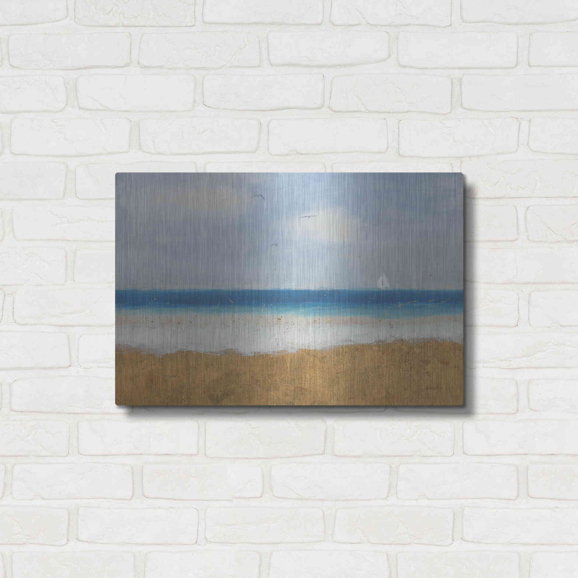 Luxe Metal Art 'Beach Horizon' by James Wiens, Metal Wall Art,24x16