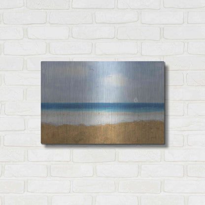 Luxe Metal Art 'Beach Horizon' by James Wiens, Metal Wall Art,24x16