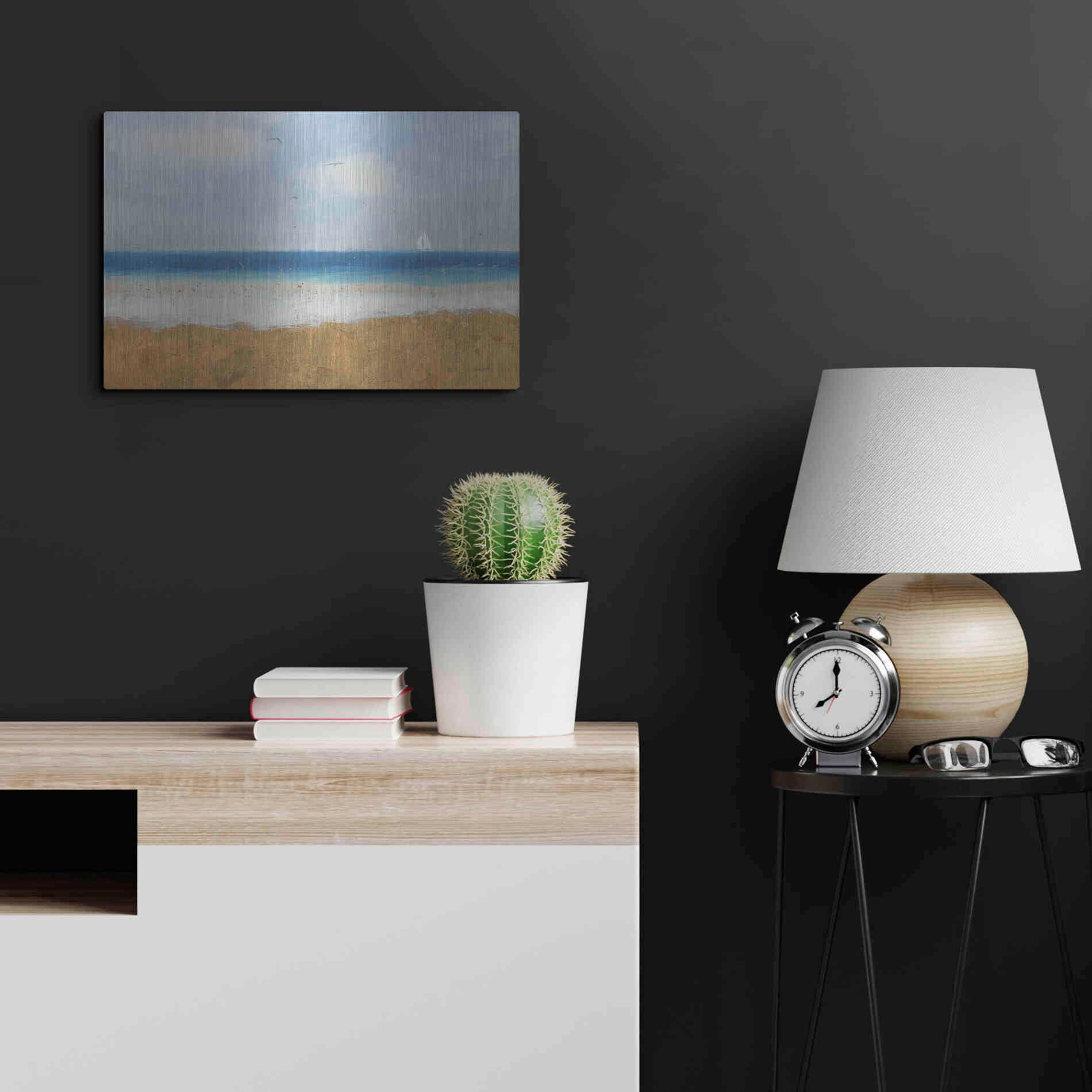 Luxe Metal Art 'Beach Horizon' by James Wiens, Metal Wall Art,24x16