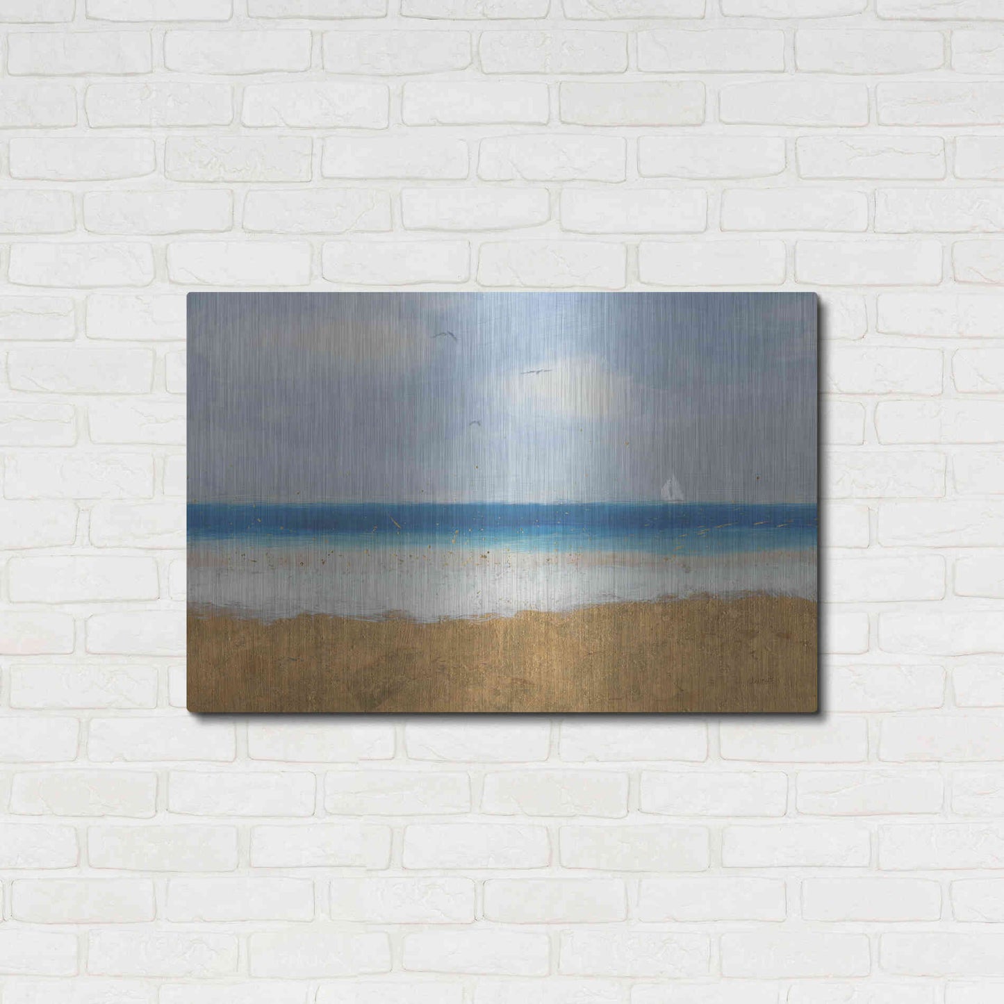 Luxe Metal Art 'Beach Horizon' by James Wiens, Metal Wall Art,36x24
