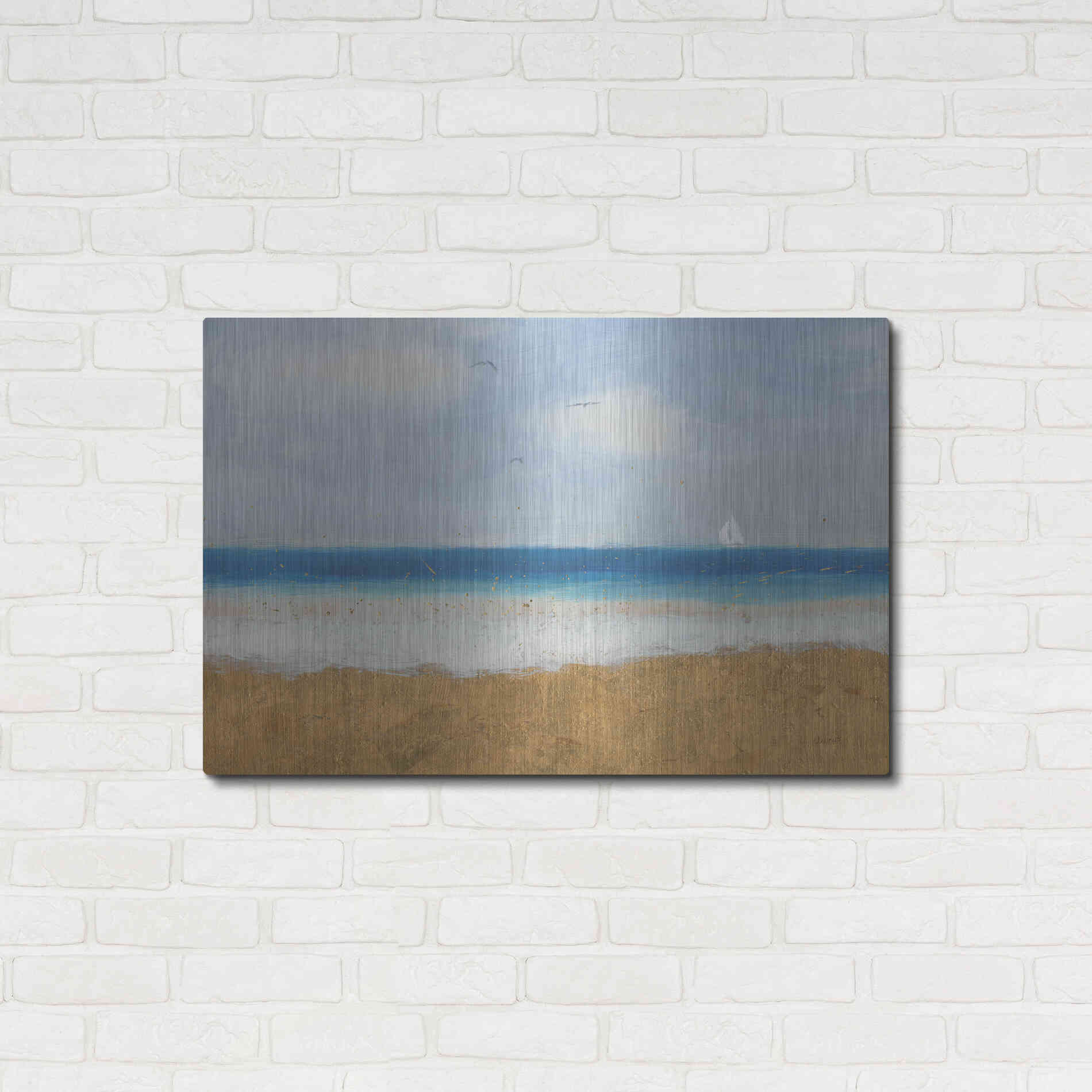 Luxe Metal Art 'Beach Horizon' by James Wiens, Metal Wall Art,36x24