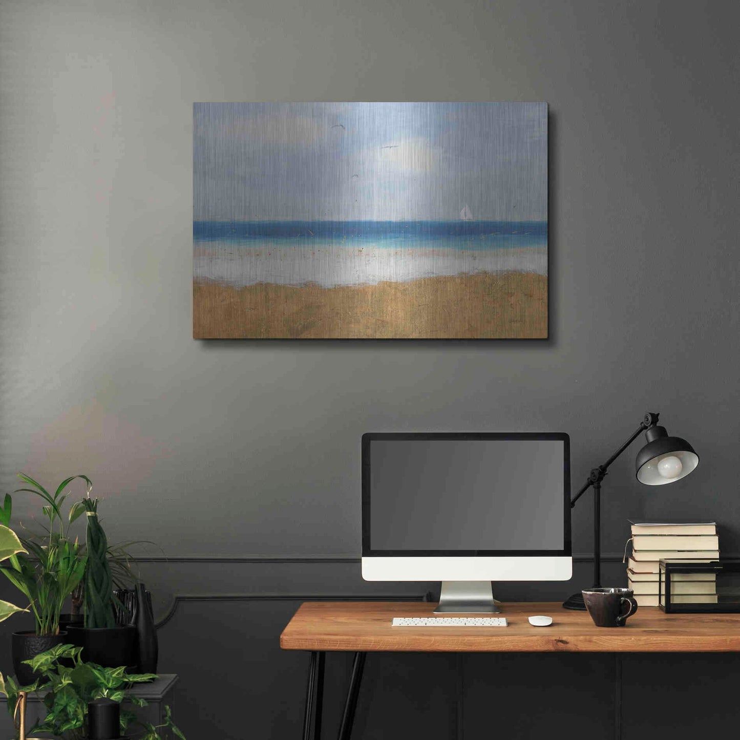 Luxe Metal Art 'Beach Horizon' by James Wiens, Metal Wall Art,36x24