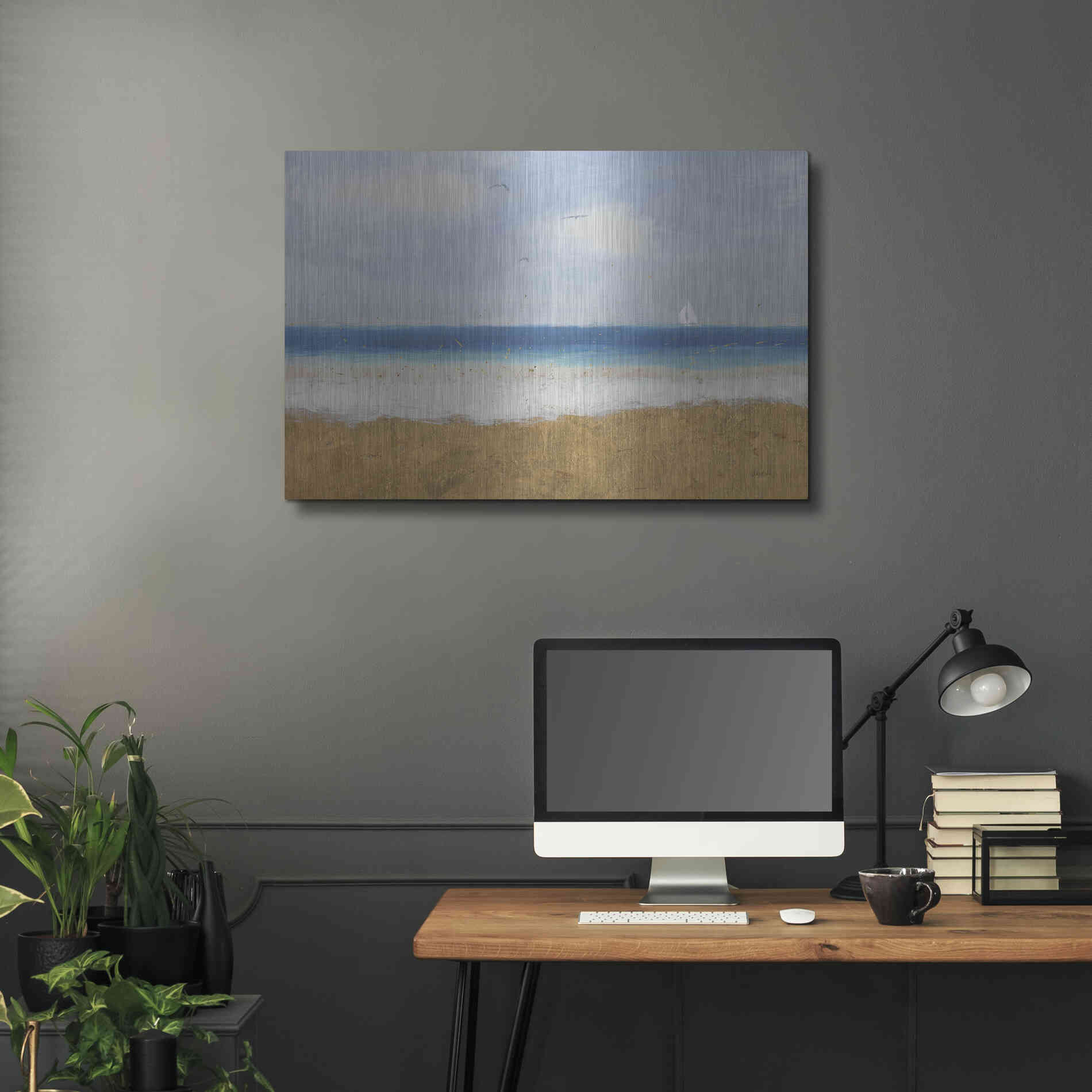 Luxe Metal Art 'Beach Horizon' by James Wiens, Metal Wall Art,36x24