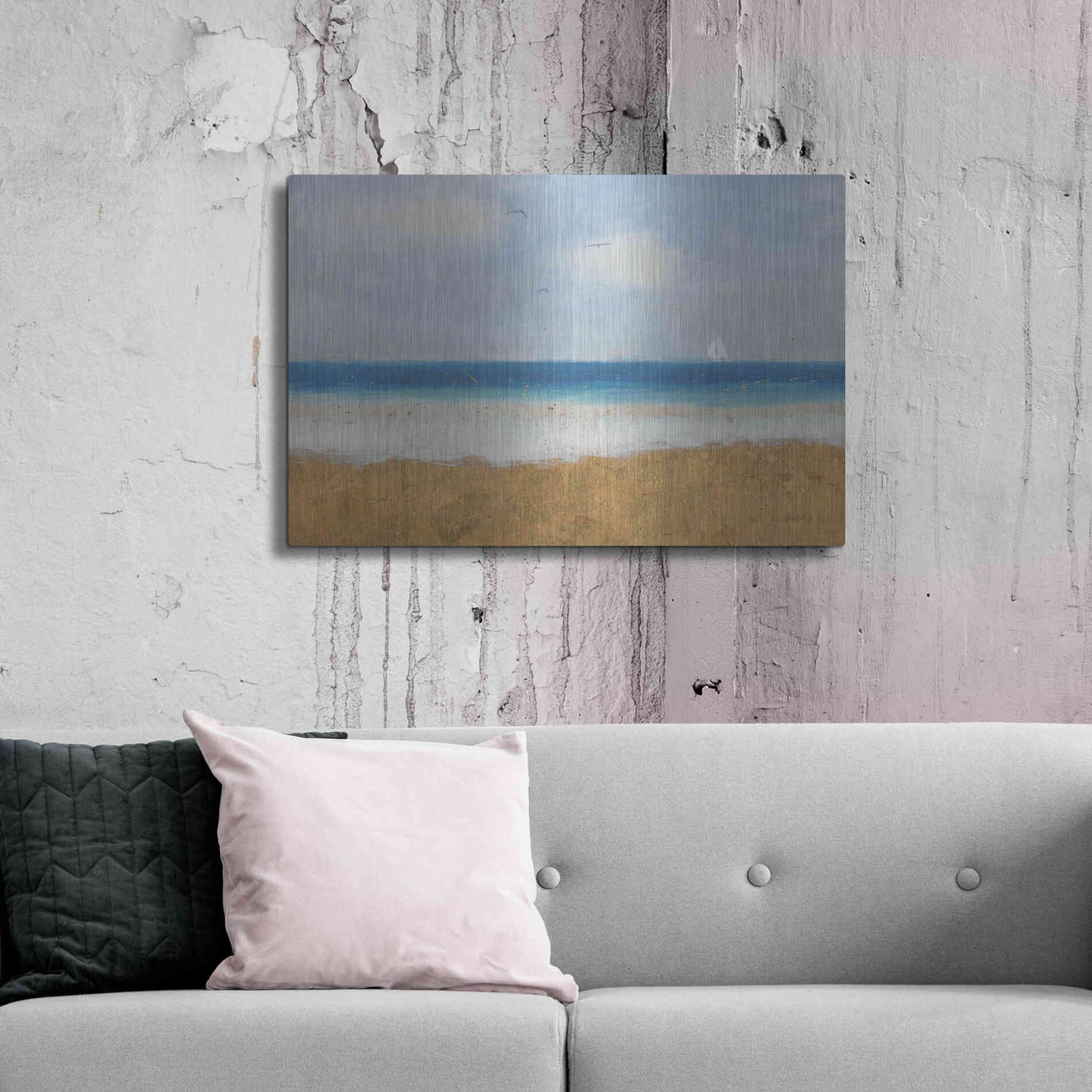 Luxe Metal Art 'Beach Horizon' by James Wiens, Metal Wall Art,36x24
