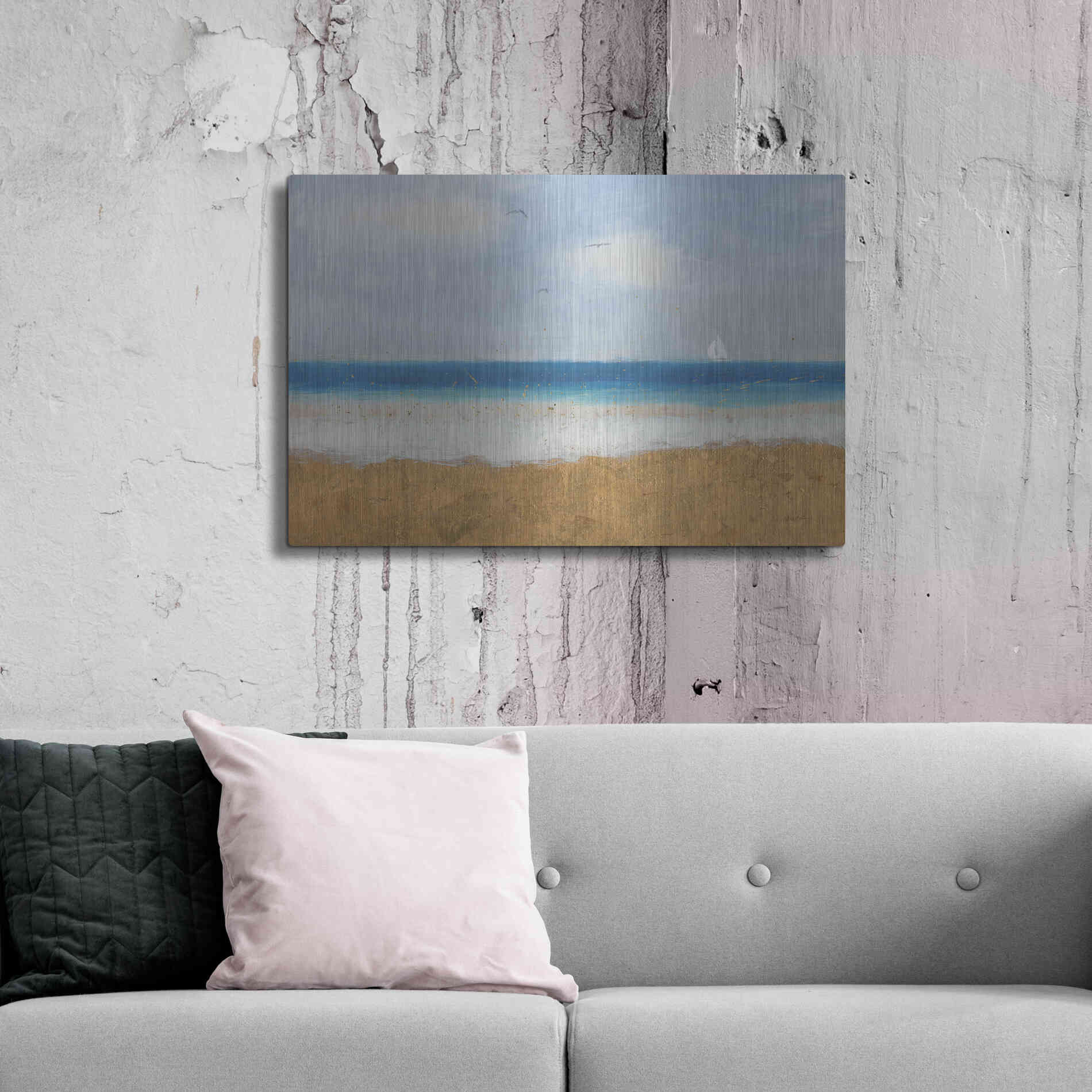 Luxe Metal Art 'Beach Horizon' by James Wiens, Metal Wall Art,36x24