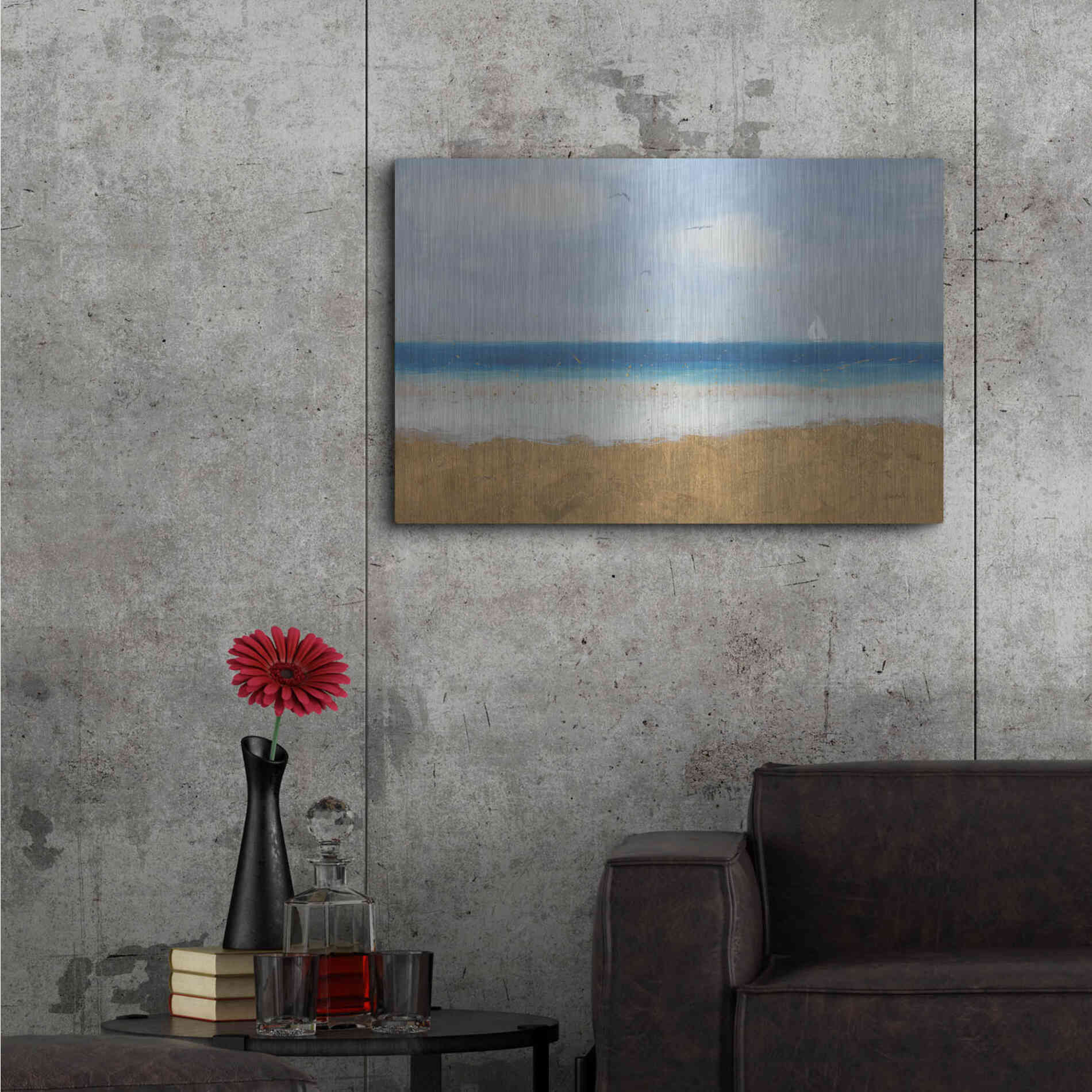 Luxe Metal Art 'Beach Horizon' by James Wiens, Metal Wall Art,36x24
