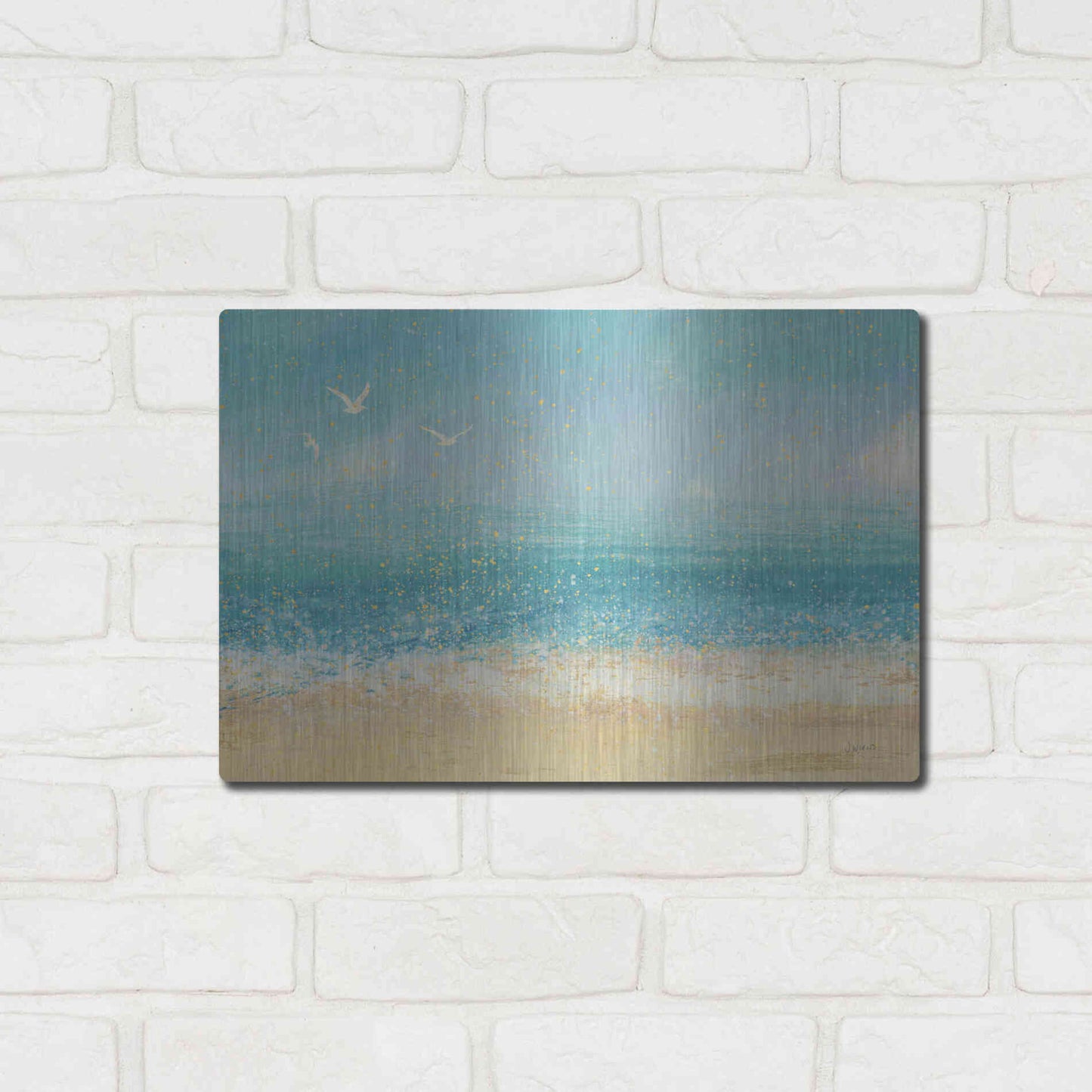 Luxe Metal Art 'Splatter Beach I' by James Wiens, Metal Wall Art,16x12