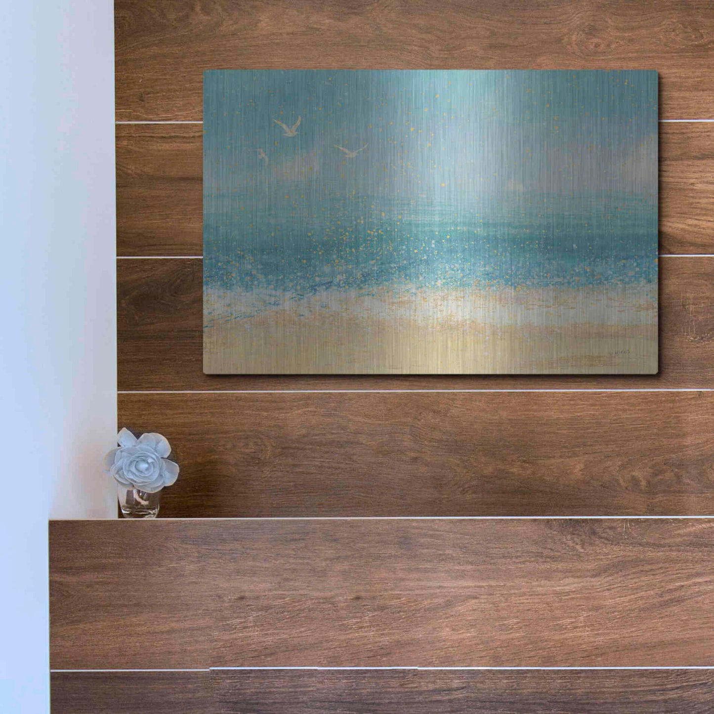 Luxe Metal Art 'Splatter Beach I' by James Wiens, Metal Wall Art,16x12