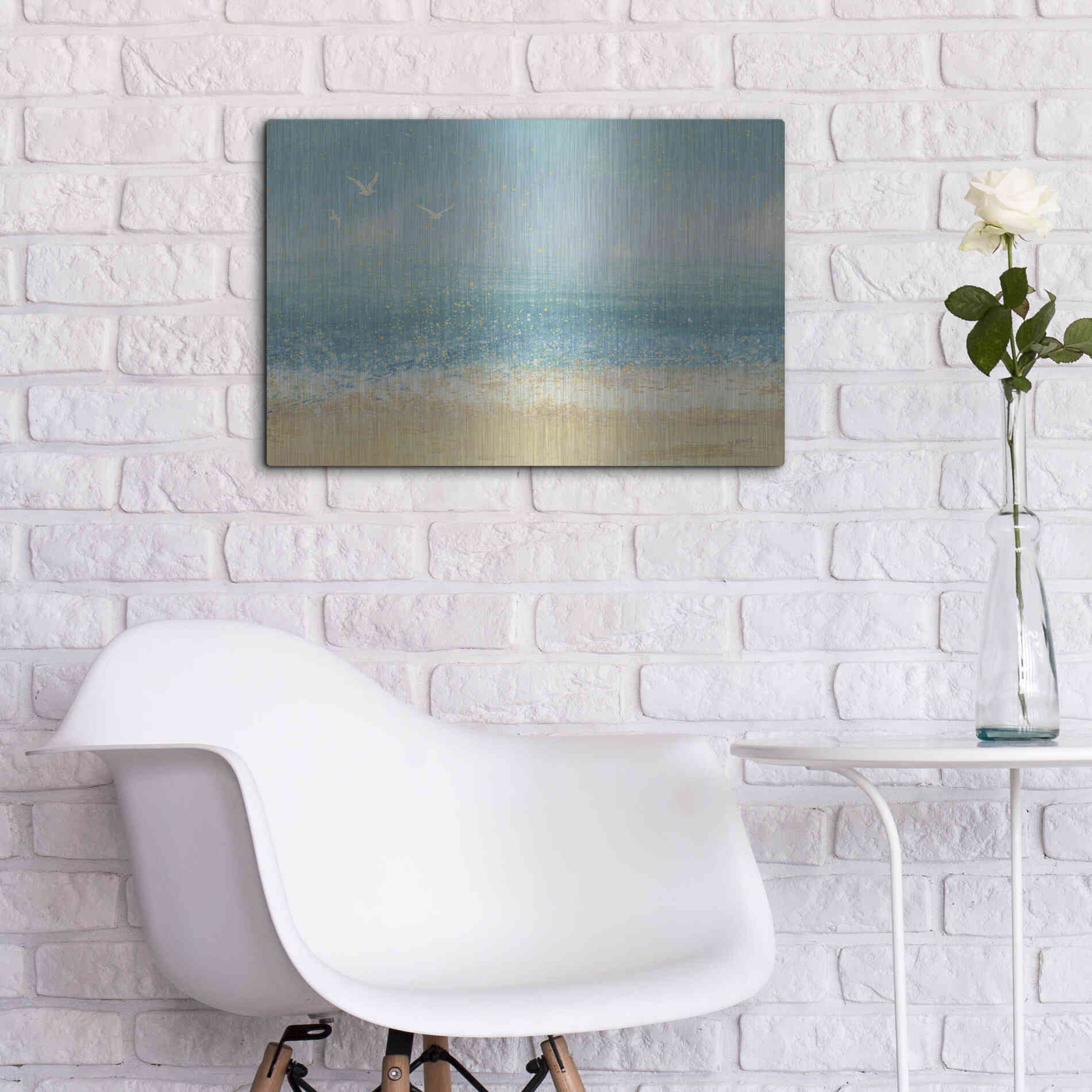 Luxe Metal Art 'Splatter Beach I' by James Wiens, Metal Wall Art,24x16