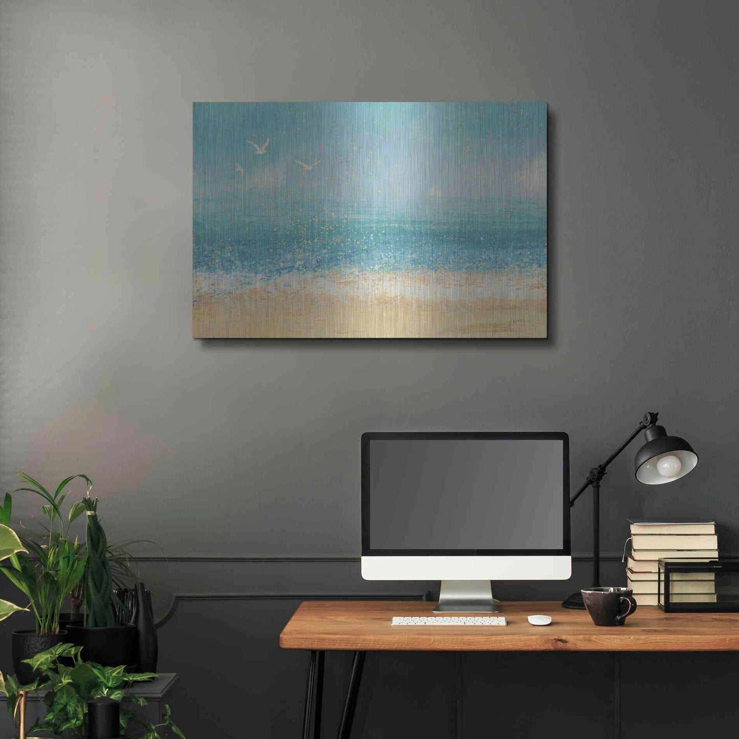 Luxe Metal Art 'Splatter Beach I' by James Wiens, Metal Wall Art,36x24
